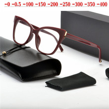 Солнцезащитные фотохромные очки для близорукости, очки для женщин и мужчин в ретро стиле, очки из сплава с кошачьими глазами, ультралегкие очки для близорукости с футляром NX 2024 - купить недорого