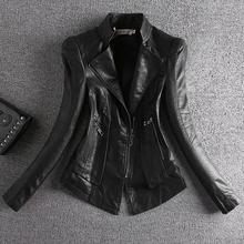 3XL New Spring Autumn PU Leather stand collar Zipper Motorcycle short Jackets 2024 - buy cheap