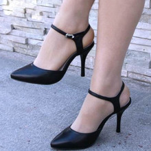 Sapato feminino salto fino fivela alça, calçado feminino corte baixo couro legítimo salto alto 2024 - compre barato