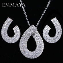 EMMAYA-Conjunto de joyería de cristal de circonia cúbica para mujer, collares de color plateado, collares, regalos para mujeres 2024 - compra barato