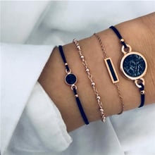 LETAPI Bohemia Rose Gold Color Black Stone Bracelet Set Fashion Jewelry for Woman Dropshipping 2024 - buy cheap