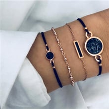 Letapi conjunto de pulseira boêmia cor ouro rosado, pedra preta, joia de moda para mulheres, dropshipping 2024 - compre barato