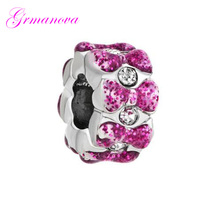 Free shipping Pink bow enamel European charm beads handmade DIY jewelry accessories amulet Fit Pandora Bracelet Necklace 2024 - buy cheap