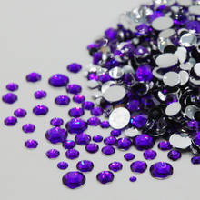 Стразы разных размеров фиолетового цвета, не требующие горячей фиксации камни с плоской задней поверхностью для украшения одежды со стразами, сумка для ювелирных изделий 2024 - купить недорого