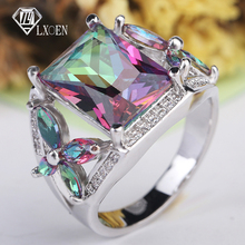 LXOEN Gothic Square Zircon Rings for Women Multicolor Crystal Engagemwnt Ring Party Jewelry Accessories Anillos Mujer Anel Bague 2024 - buy cheap