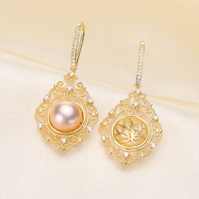 Diseño hueco perla lujo pendientes soporte S925 plata esterlina pendientes componentes plata y oro Color 3 par/lote 2024 - compra barato