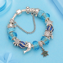 Leabyl-pulsera clásica de tortuga azul de ola de mar, brazalete de cuentas de animales Dolhin de Color plateado, pulsera de cristal artesanal, regalo de joyería 2024 - compra barato