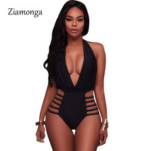 Ziamonga-body Sexy con cuello Halter para mujer, mono informal de playa en negro, blanco y rosa para verano, 2018 2024 - compra barato