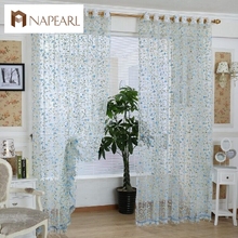NAPEARL Rustic tulle window curtain for bedroom blue pink curtains pastoral fabrics for balcony sheer panel 2024 - buy cheap