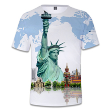 Luckyfridayf camisetas com estampa da estátua da liberdade 3d, camisetas engraçadas 3d estampadas, camisetas de verão da moda para homens, mulheres, top de manga curta 2024 - compre barato