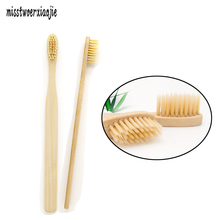 Natural de bambú cepillo de dientes pequeño cepillo de cerda suave niños cepillo de dientes higiene oral cepillo de dientes de madera verde raspador de lengua 2024 - compra barato