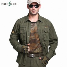 Camisa masculina militar de algodão, camisa casual tamanho grande com manga comprida 2024 - compre barato