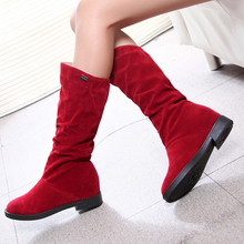 Botas de tacón bajo para mujer, botas femeninas de tacón bajo con aumento de altura, zapatos de moda, medias para botas aterciopeladas mate, otoño e invierno, 400805 2024 - compra barato