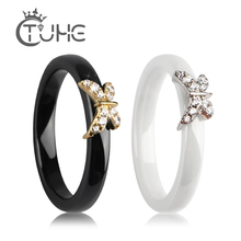 Очаровательное женское керамическое кольцо с бабочкой anel, модное ювелирное изделие, ювелирное изделие, Золотое обручальное тонкое кольцо 2024 - купить недорого