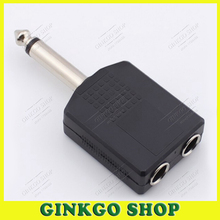 50 pçs/lote 1 a 2 Adaptador De Áudio Converter Plug Jack Mono de 6.5mm microfone Plugue Macho para Dual 3.5mm Feminino Jack Conector do Tipo Y 2024 - compre barato