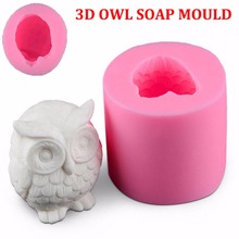 Molde de jabón de búho 3D para manualidades, moldes de silicona para velas, hechos a mano, color rosa 2024 - compra barato