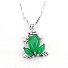 KYSZDL Chinese AAA Tibet Silver Green stone Frog Malay stone pendant Necklace & Pendants pendent S059 2024 - buy cheap