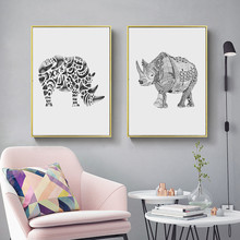 Minimalist Black White Rhino Posters and Prints Wall art Decorative Picture Canvas Painting For Living Room Home Decor Unframed 2024 - buy cheap