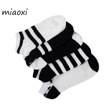 miaoxi 5 Pairs New Casual Summer Men Stripe Sock High Quality Fashion Cotton Blending White Comfortable Boat Short Sock For Man 2024 - buy cheap