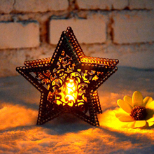 Рождественский декоративный подсвечник для домашнего бара, пятиконечная звезда, красочный подсвечник для свечей, светильник, креативный романтический подсвечник 2024 - купить недорого