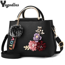 Hot Handbags for Women Flower Designer Bag Female Leather Messenger Bags Fur Ball Crossbody Shoulder Bags Totes Bolsa Feminina 2024 - buy cheap