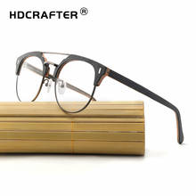 HDCRAFTER Glasses Frame Men Women Vintage Round Wooden Myopia Spectacle Eyeglasses Frames with Lenses Reading Clear Glasses 2024 - buy cheap