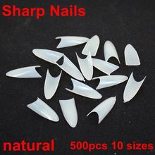 500pcs 10 Sizes Sharp Ending Stiletto French Sharp Nails Acrylic False Nail Tips Natural Beauty DIY Manicure Tools Free Shipping 2024 - buy cheap
