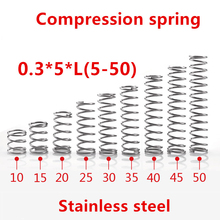 50 pçs/lote 0.3*5*5/10/15/20/25/30/35/ 40/45/50mm primavera 0.3mm Micro pequena mola De Compressão de aço inoxidável 2024 - compre barato