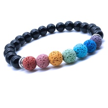 Pulsera de 7 Chakras de piedra de Lava colorida para hombre y mujer, brazalete difusor de aceites esenciales de 8mm, joyería de hilo de Yoga 2024 - compra barato