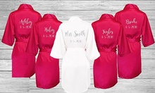 customize name title bride save the date wedding Bridesmaid bridal Lingerie satin pajamas robes kimonos gowns gifts partyfavors 2024 - buy cheap