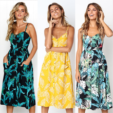 Women Boho Beach Dress Summer 2019 Sleeveless Casual Print Dress Slim High Waist Elegant Women Clothes Sexy Club Dresses Vestido 2024 - buy cheap