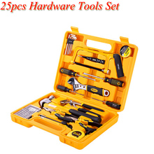 25Pcs Multi-function Hardware Tools Set Hand General Household Hand Tool Kit with Plastic Toolbox Storage Case 2024 - buy cheap
