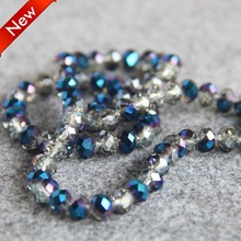 Colar 6x8mm calcedônia azul facetada ab + pedras de vidro cristal colorido esferas presente contas soltas 72 peças faça você mesmo design de fabricação de jóias 2024 - compre barato