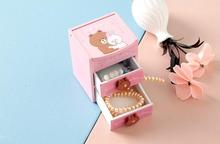 1PC 2 Layers Bear Jewelry Box With Drawers Necklace Jewelry Case Wood Makeup Desktop Storage Box KN 059 2024 - buy cheap