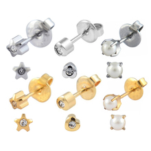 6 Pairs Stainless Steel Ear Piercing Shaped Plain Stud Earrings 4mm Star or Heart with Gem Crystal & 3.5mm Pearl Earring Jewelry 2024 - buy cheap