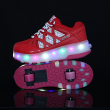 Tênis luminoso com led e duas rodas, sapato para crianças unissex 2024 - compre barato