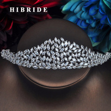 HIBRIDE-corona de boda de circonia cúbica para mujer, joyería de moda, accesorios para el cabello, Tiara, regalos de compromiso, C-63 2024 - compra barato