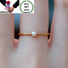 OMHXZJ Wholesale European Fashion Jewelry Woman Girl Party Birthday Wedding Gift Simple Slim White Pearl 18KT Gold Ring RR955 2024 - buy cheap