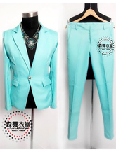 S-5xl ! 2021 Men New Fashion Slim Dj Male Singer Dj Gd Show Luo With Milk Blue Slim Suit Costume Formal Dress Costumes 2024 - buy cheap