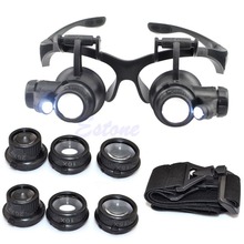 10X 15X 20X 25X LED Double Eye Jeweler Repair Watch Magnifier Loupe Glasses Lens 2024 - buy cheap