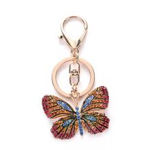 New creative fashion crystal butterfly keychain Color butterfly alloy car key ring Female bag pendant accessories Charm jewelry 2024 - buy cheap