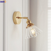 IWHD Nordic Copper Glass LED Wall Lamp Beside Bedroom Home Lighting Edison Wall Sconces Wandlamp Bathroom Mirror Light Fixtures 2024 - buy cheap