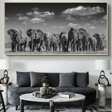 Carteles negros modernos de elefante africano, impresiones sobre lienzo para pared, sala de estar para decoración de imágenes de animales, Cuadros 2024 - compra barato