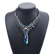 Fashion Luxury Crystal Water Drop Pendant Necklace Women Bohemian Statement Vintage Necklace Jewelry Indian Maxi Long Necklace 2024 - buy cheap