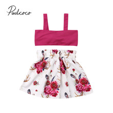2019 Baby Summer Clothing Toddler Kids Baby Girl Solid Crops Vest Tops Floral Dress Skirt 2PCS Outfits Set Sunsuit 6M-4T 2024 - buy cheap