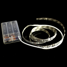 Fita de led flexível alimentada por bateria, 3528, smd, aa, 1m/2m/3m/4m/5m, para tv, computador, laptop, rgb + controle, branco quente