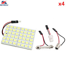 KEYECU-Panel de luz LED de 4 Uds., 12V, blanco, 5050, 48-SMD, lámpara de domo con adaptador de luz T10 BA9S 2024 - compra barato