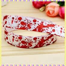 5/8'' Free shipping Fold Elastic FOE blood spatter printed headband headwear hair band diy decoration wholesale OEM B1109 2024 - buy cheap