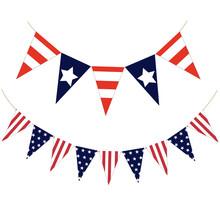 День памяти и 4 июля патриотическая вечеринка украшения для баннеров льняные Висячие треугольные мешковины США День Независимости декор для вечеринки 2024 - купить недорого