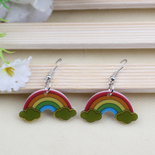 1 pair rainbow cute lovely printing drop earrings acrylic new 2014 design spring/summer style for girls woman jewelry 2024 - buy cheap